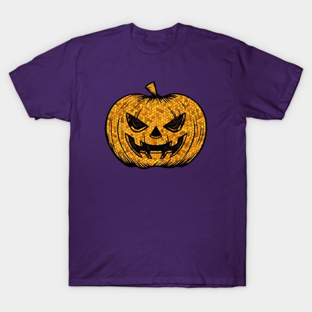 Orange Mosaic Carved Pumpkin Graphic T-Shirt by AngelFlame